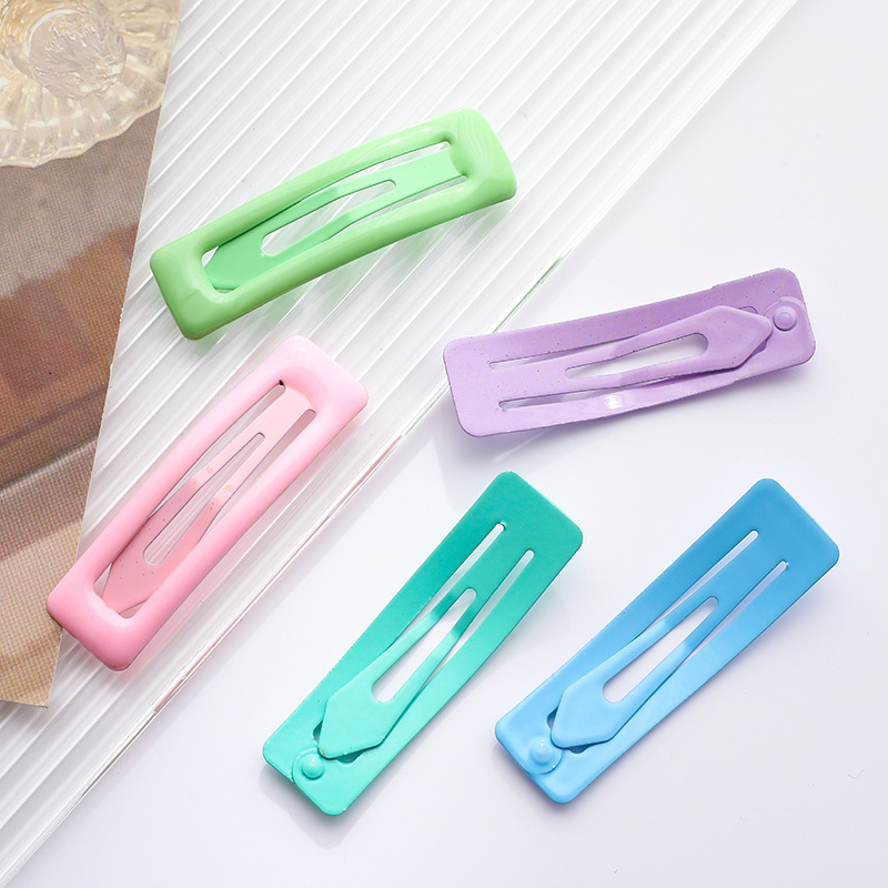 🌸Qiann99🌸Kẹp tóc nữ hình chữ nhật nhiều màu kẹp tóc mái basic phụ kiện tóc