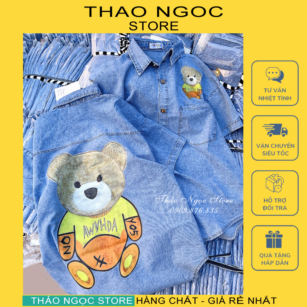 Áo sơ mi jean gấu tay con! (hình thật, hàng sẵn) THẢO NGỌC STORE