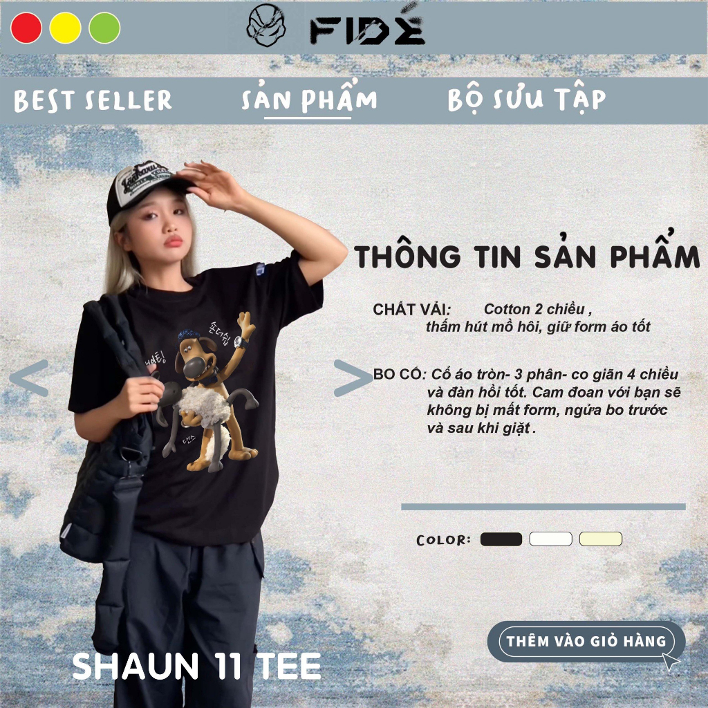 Áo thun FIDE Cừu shaun phông unisex nam nữ form rộng cổ tròn ulzzang SHAUN 11