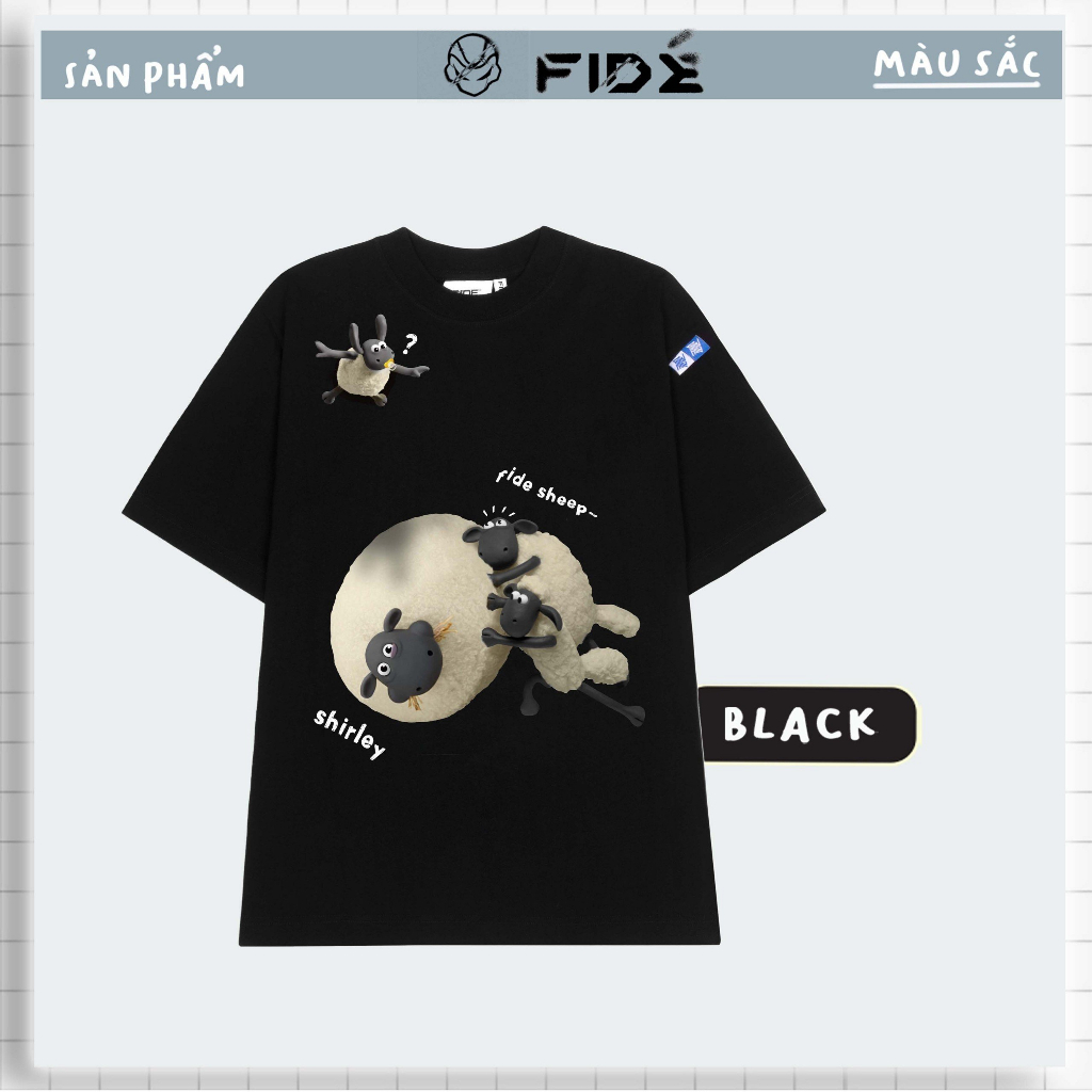 Áo thun FIDE Cừu Shaun phông trơn nam nữ cổ tròn unisex SHAUN 08