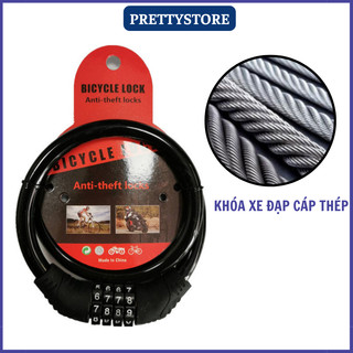 Khóa xe đạp thể thao 4 số chống trộm chất liệu cáp thép, khóa số an toàn