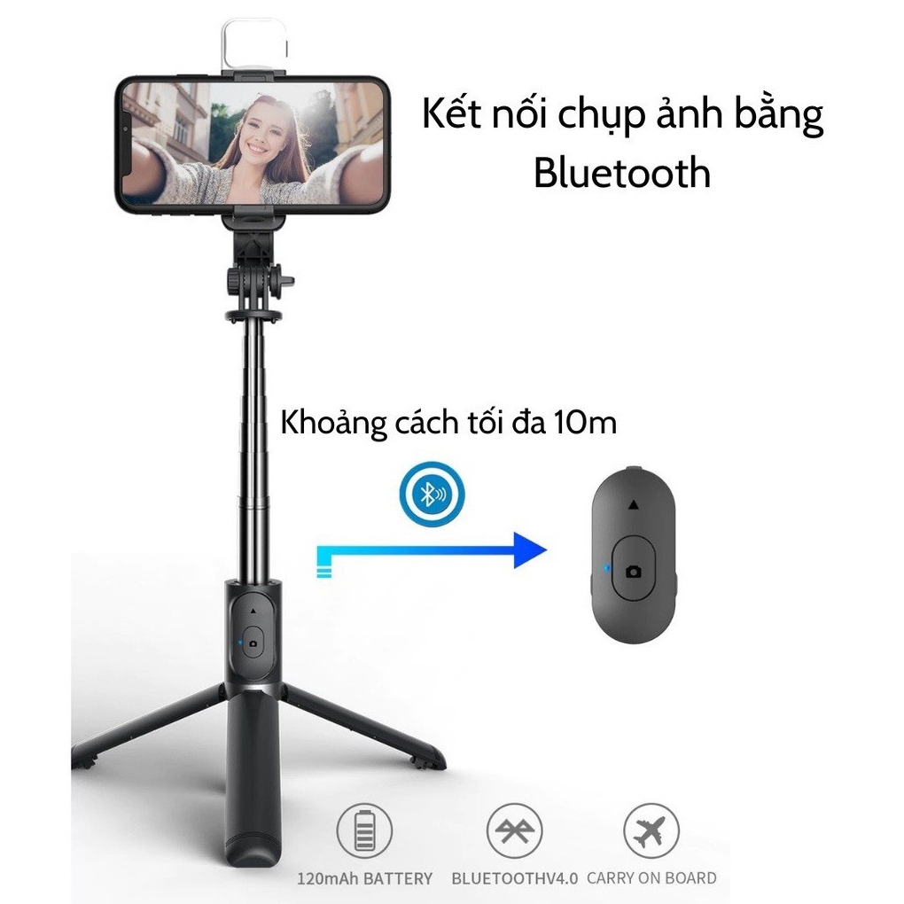 Gậy chụp ảnh điện thoại 3 chân có remote,kim đèn led Selfie tự sướng chống rung, xếp gọn xem phim, quay video sản phẩm