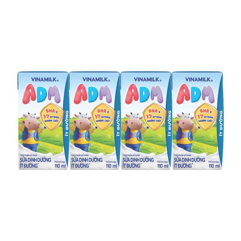 Sữa ADM vinamilk 1thùng (48hộp x 110ml) có đường , ít đường