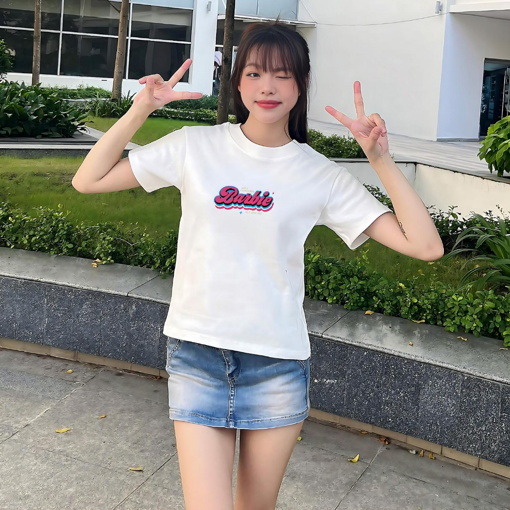 Áo Thun Form Fit Mẫu Barbie. Áo Baby Tee Chất Cotton Co Giãn