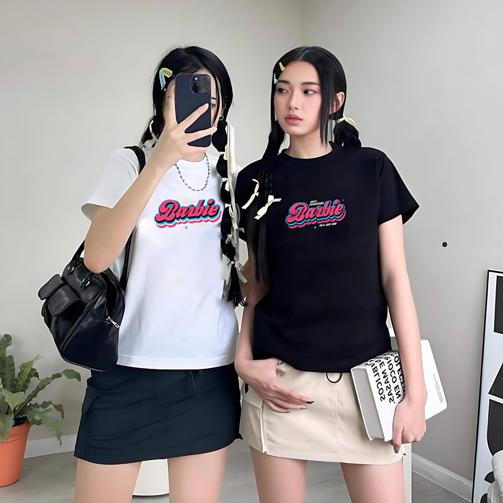 Áo Thun Form Fit Mẫu Barbie. Áo Baby Tee Chất Cotton Co Giãn