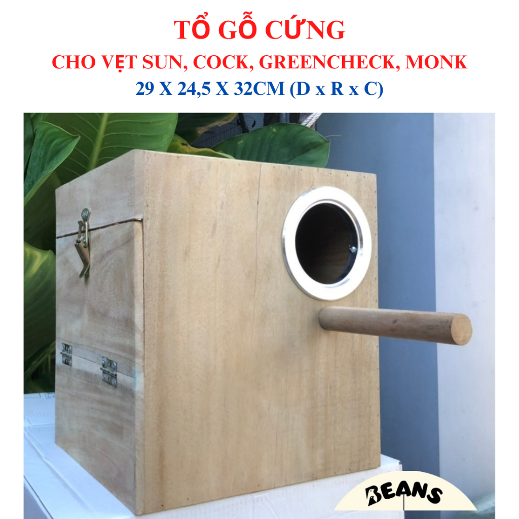 TỔ GỖ CỨNG CHO VẸT SUN, GEEN CHECK, MONK , COCK