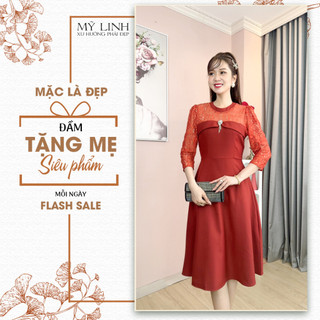 Đầm Nữ [ Linh Linh ] (HT 1871) Màu Sắc Trẻ Trung Tươi Sáng Họa Tiết Sang Trọng Đi Làm Đi Tiệc sang chảnh