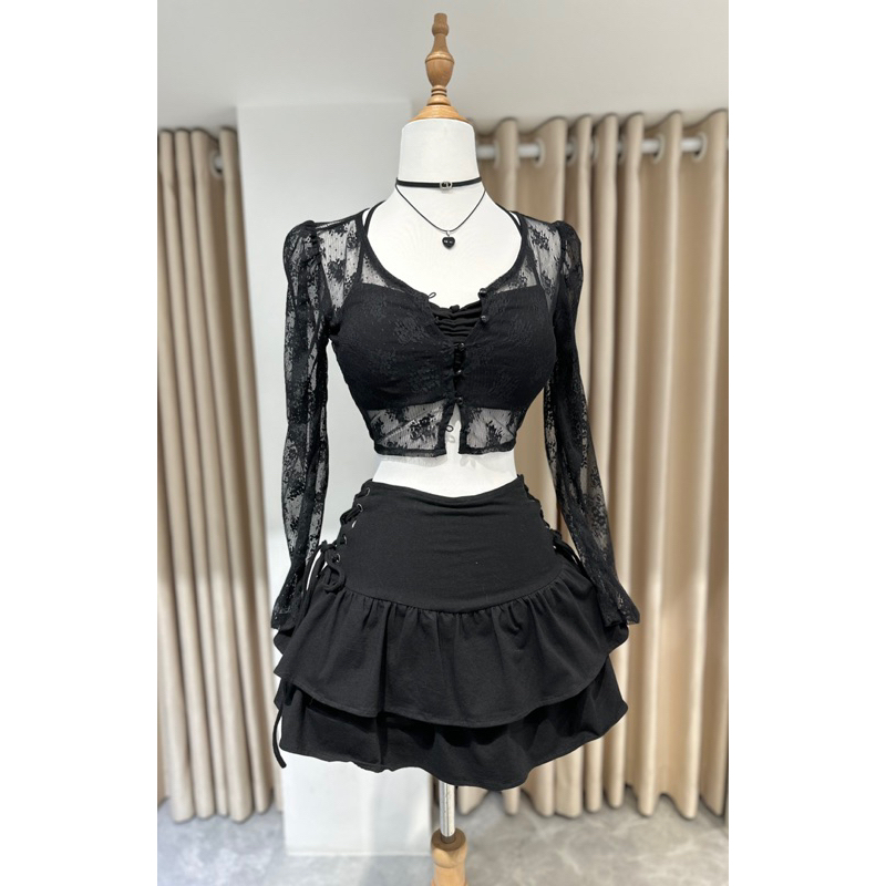 Áo croptop ren linacy