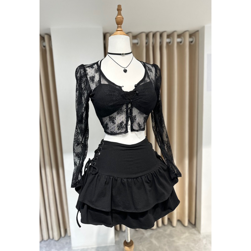 Áo croptop ren linacy