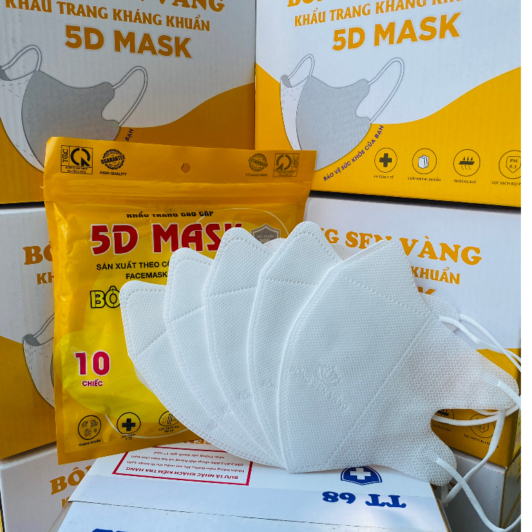 Thùng 100c Khẩu Trang 5D Bông Sen Vàng