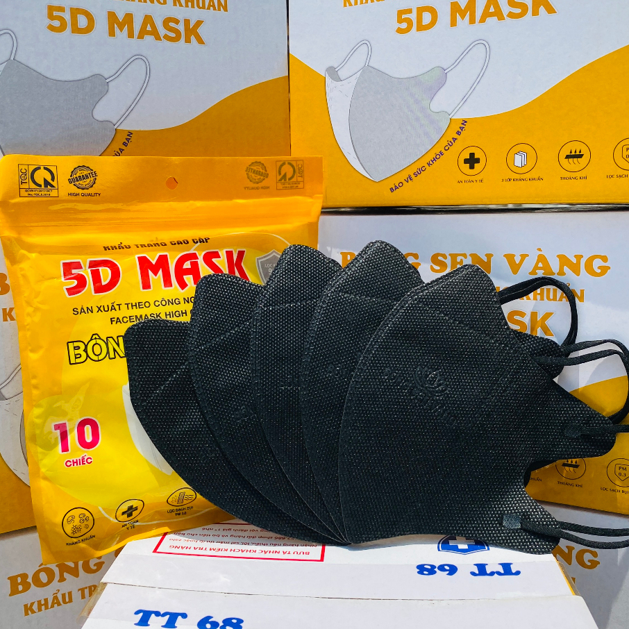 Thùng 100c Khẩu Trang 5D Bông Sen Vàng