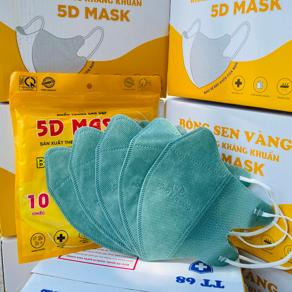 Thùng 100c Khẩu Trang 5D Bông Sen Vàng