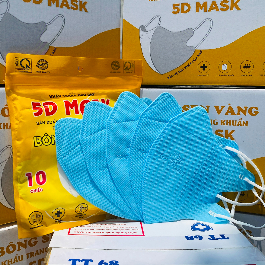 Thùng 100c Khẩu Trang 5D Bông Sen Vàng