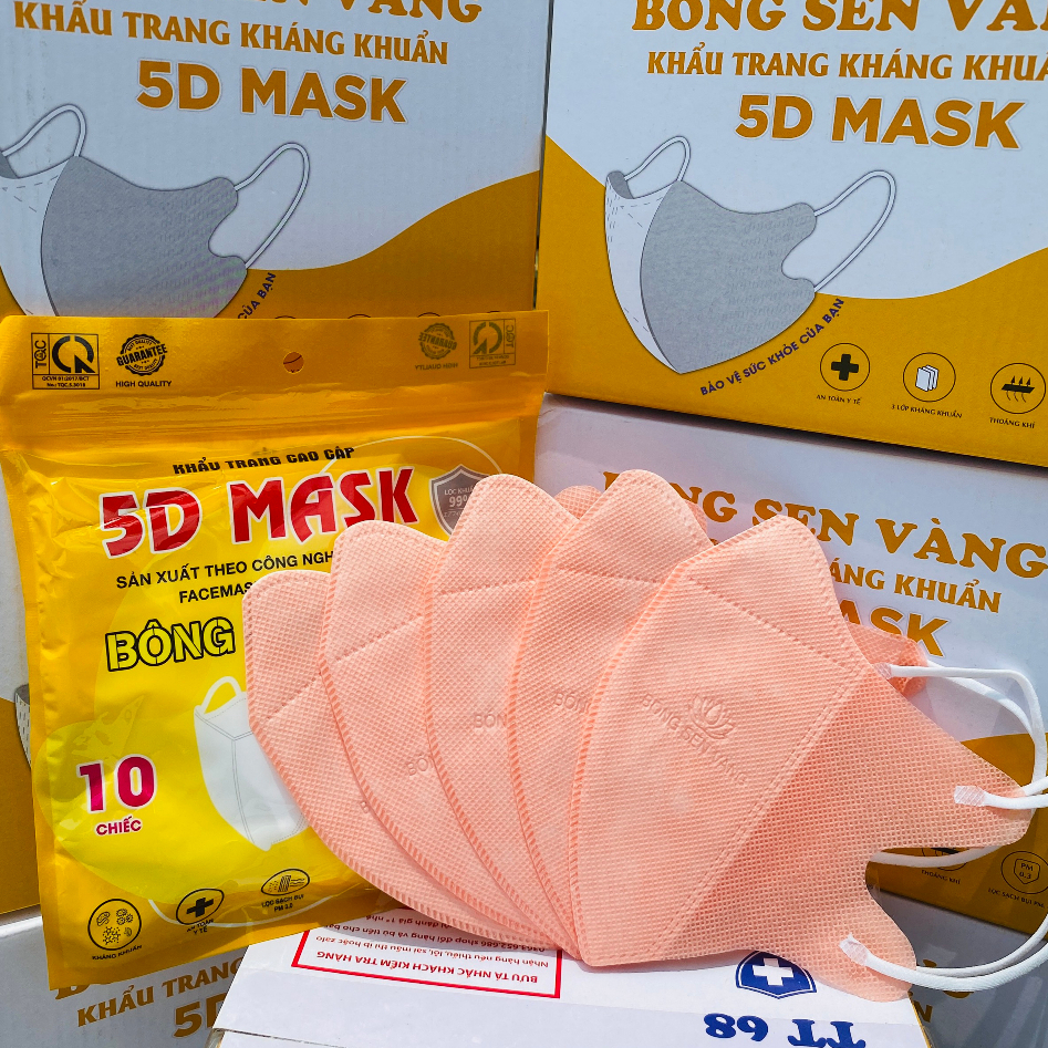 Thùng 100c Khẩu Trang 5D Bông Sen Vàng