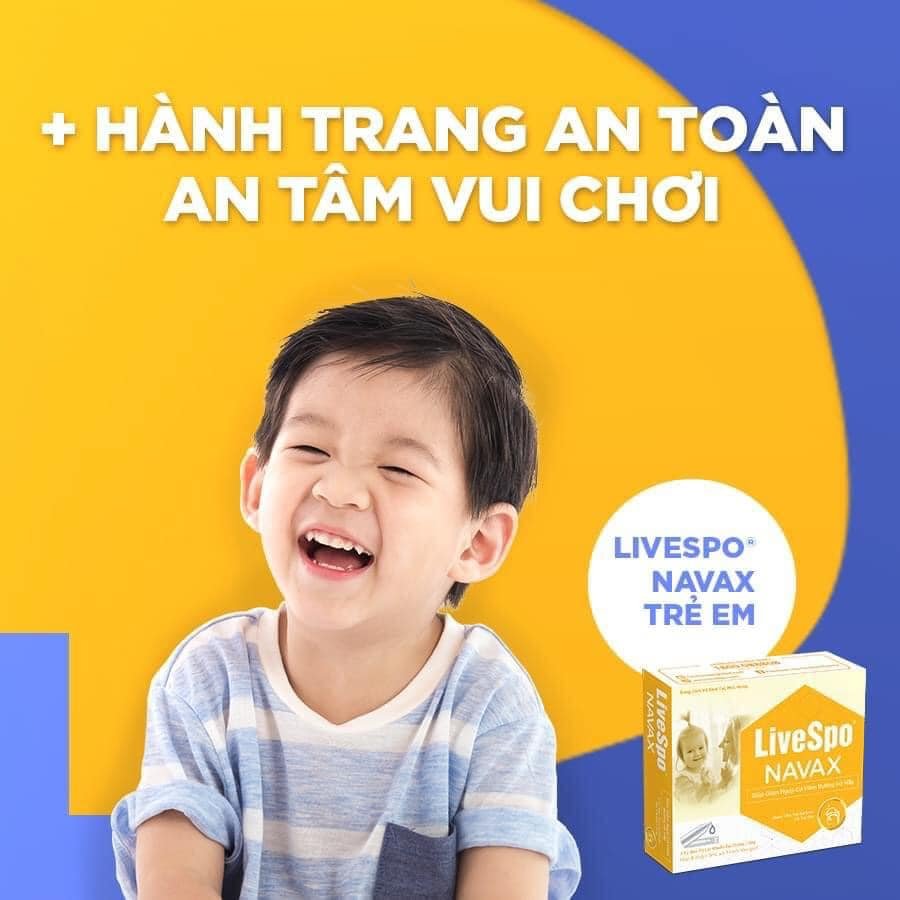 LiveSpo NAVAX KIDS - Nhỏ tai/mũi/họng bào tử lợi khuẩn cho trẻ nhỏ giảm nghẹt mũi, khô mũi - Hộp 5 ống x 5ml