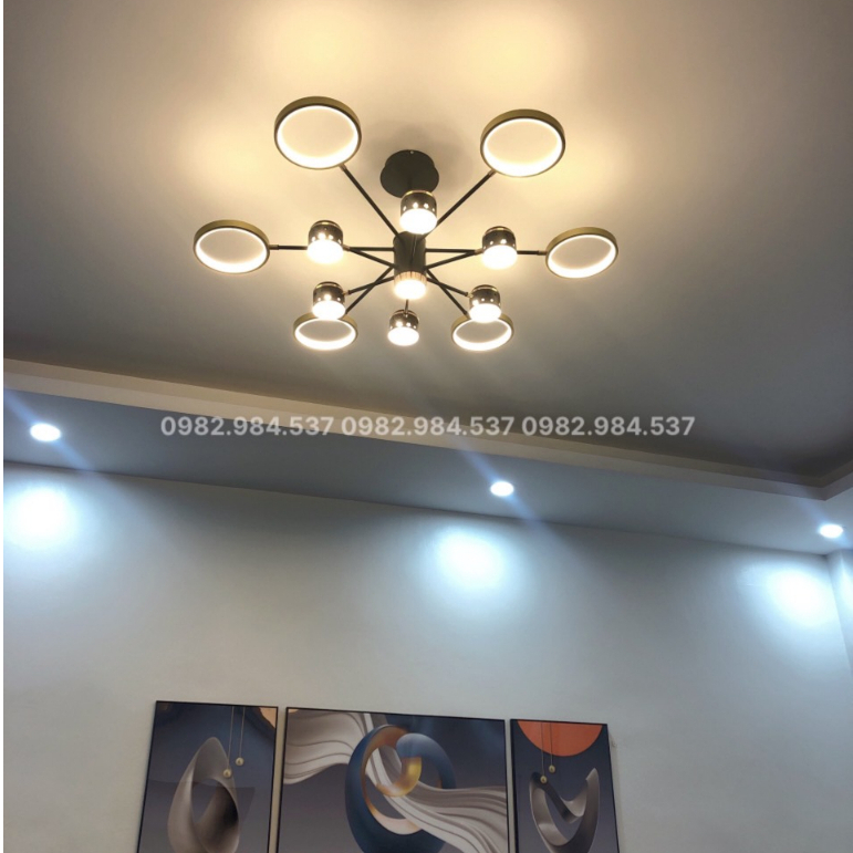 Đèn thả trần trang trí 12 tay-Đèn chùm thả trần 3 chế độ sáng ứng dụng lắp phòng khách-phòng ngủ-showrroom-spa