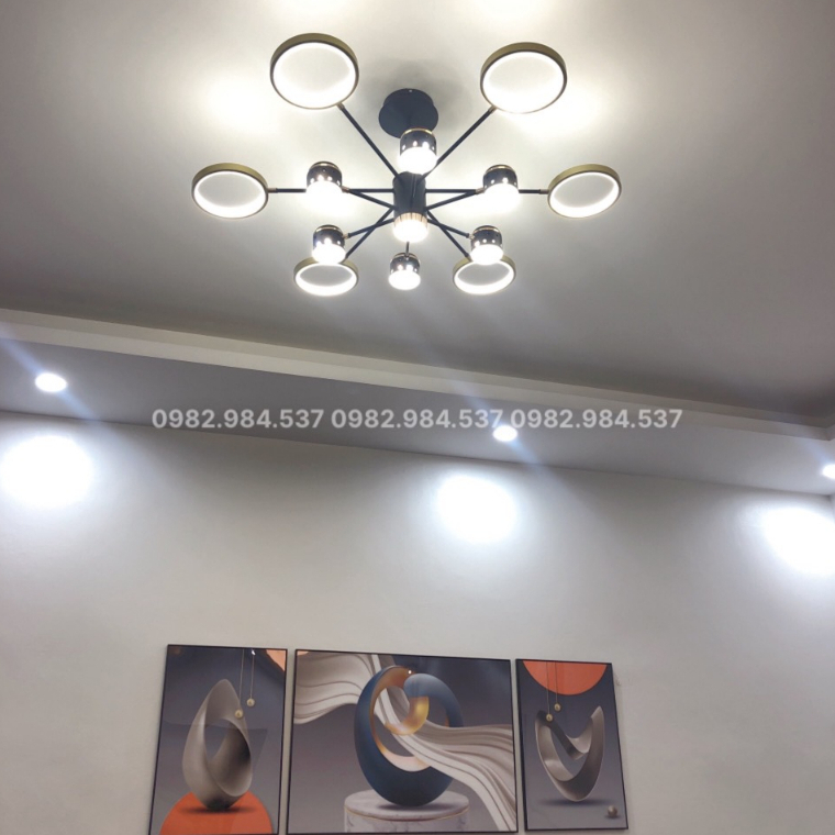 Đèn thả trần trang trí 12 tay-Đèn chùm thả trần 3 chế độ sáng ứng dụng lắp phòng khách-phòng ngủ-showrroom-spa