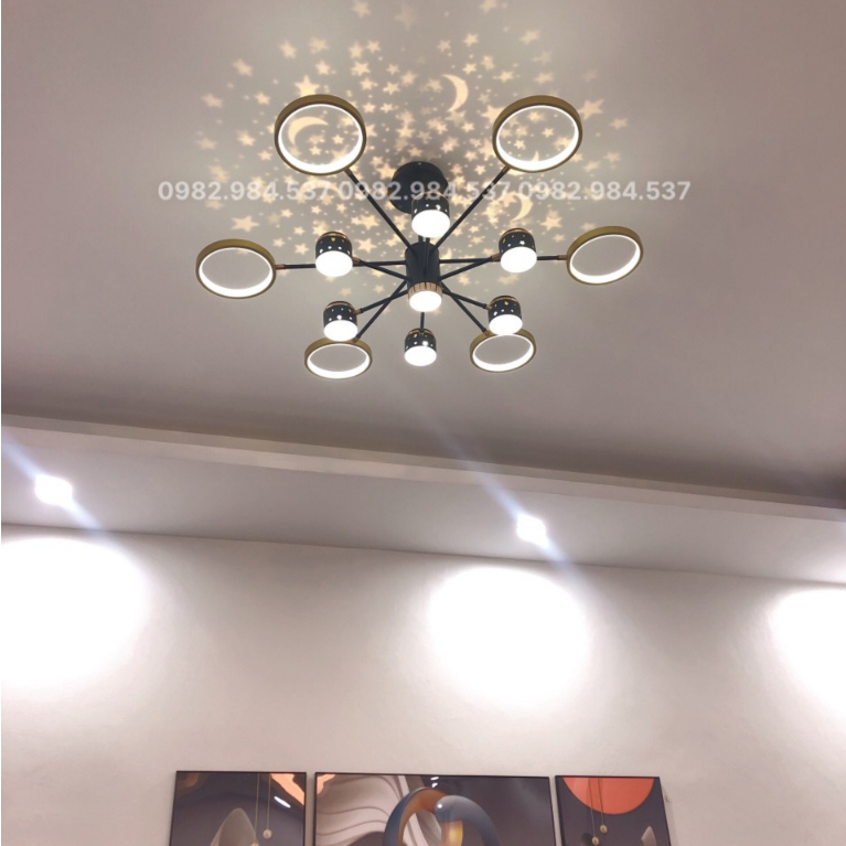 Đèn thả trần trang trí 12 tay-Đèn chùm thả trần 3 chế độ sáng ứng dụng lắp phòng khách-phòng ngủ-showrroom-spa