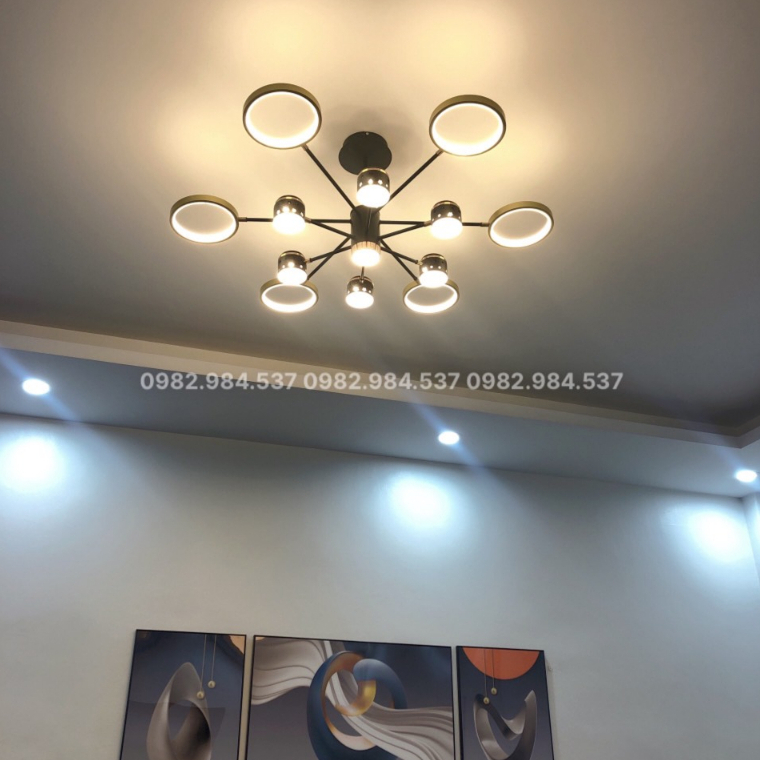 Đèn thả trần trang trí 12 tay-Đèn chùm thả trần 3 chế độ sáng ứng dụng lắp phòng khách-phòng ngủ-showrroom-spa
