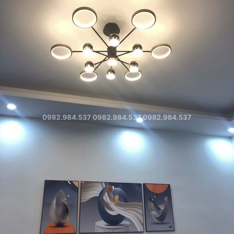 Đèn thả trần trang trí 12 tay-Đèn chùm thả trần 3 chế độ sáng ứng dụng lắp phòng khách-phòng ngủ-showrroom-spa