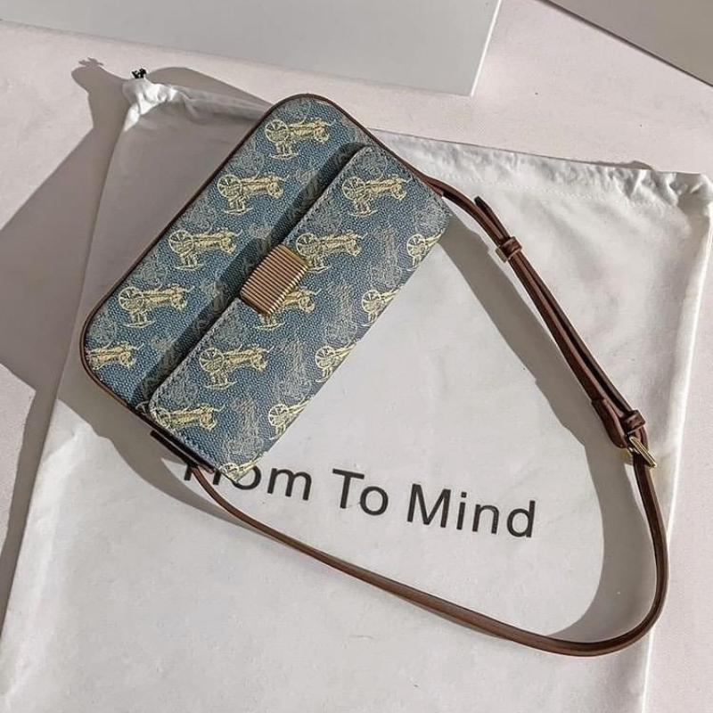 Túi xách nữ túi đeo chéo kẹp nách size 20cm màu xanh dây nâu siêu xinh TC499-2308