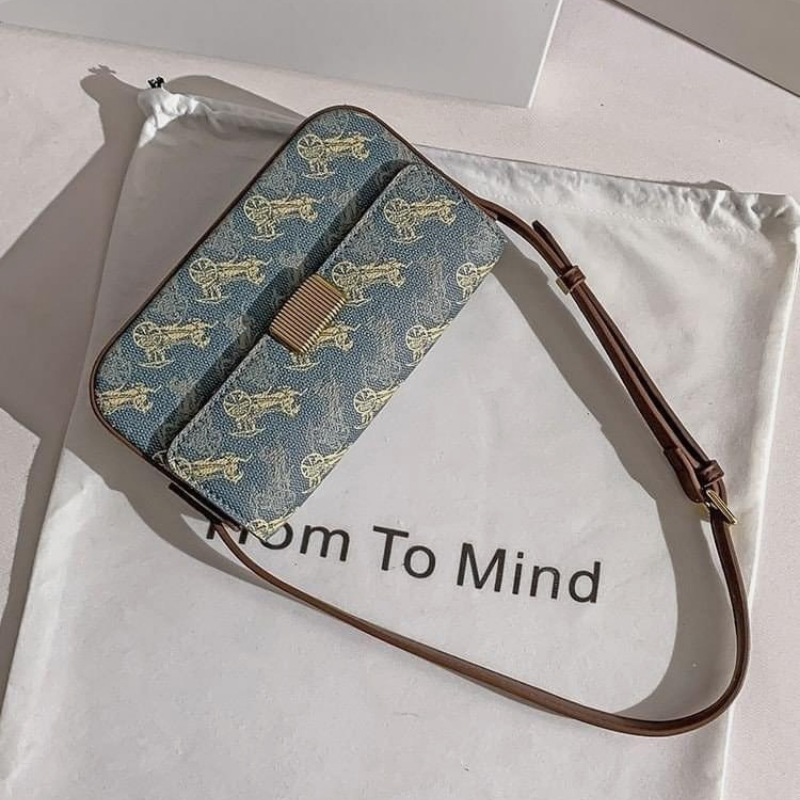 Túi xách nữ túi đeo chéo kẹp nách size 20cm màu xanh dây nâu siêu xinh TC499-2308