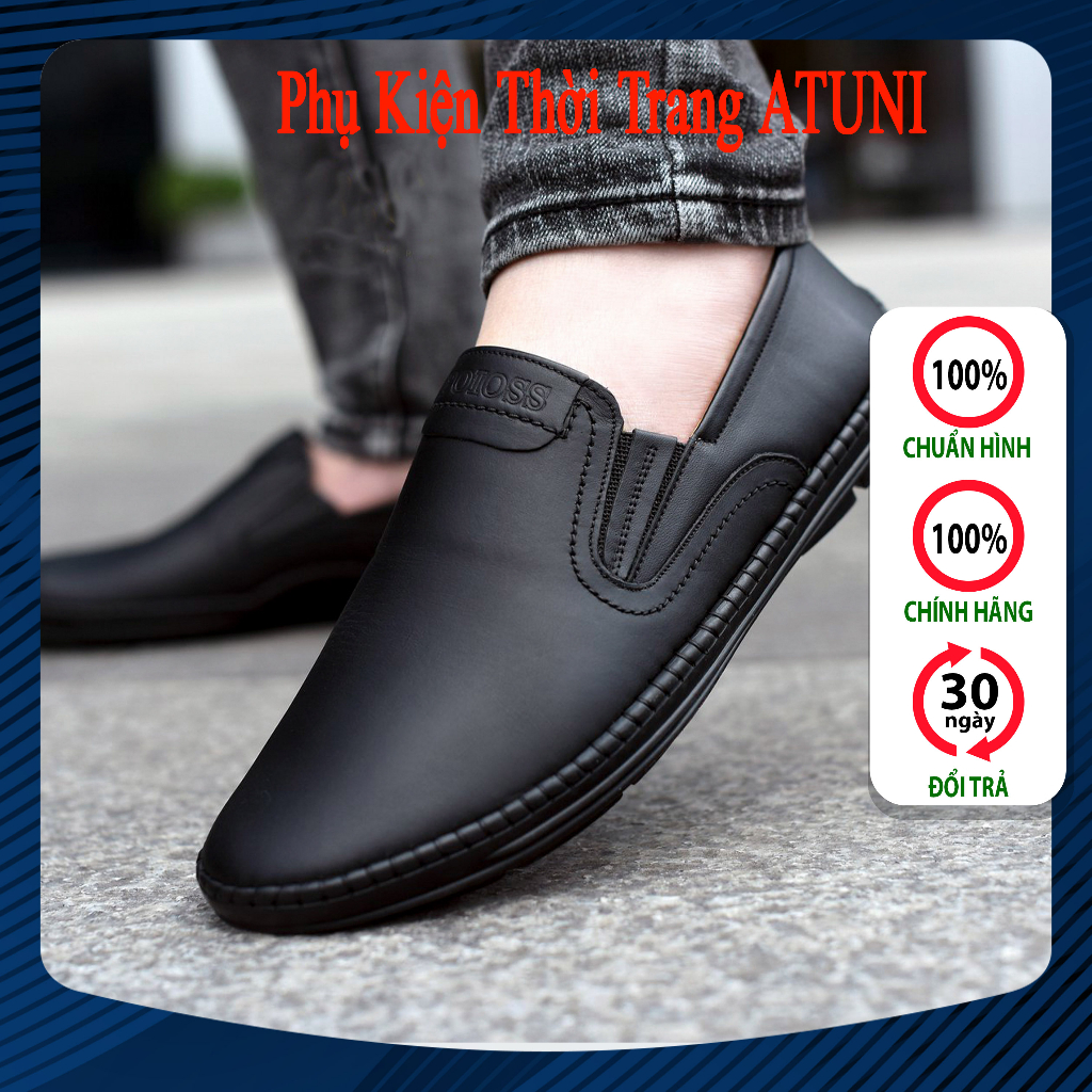 Giầy Mọi Nam AROTI Dáng Giày Tây Lười Chất Da Đẹp Cao Cấp,Đế Khâu Cực Bền Form Công Sở Lịch Lãm Màu Đen-M587 sp25