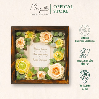 Tranh hoa giấy handmade trang trí - the warm love maypaperflower khung gỗ size 25x25cm, quà tặng sinh nhật, người yêu