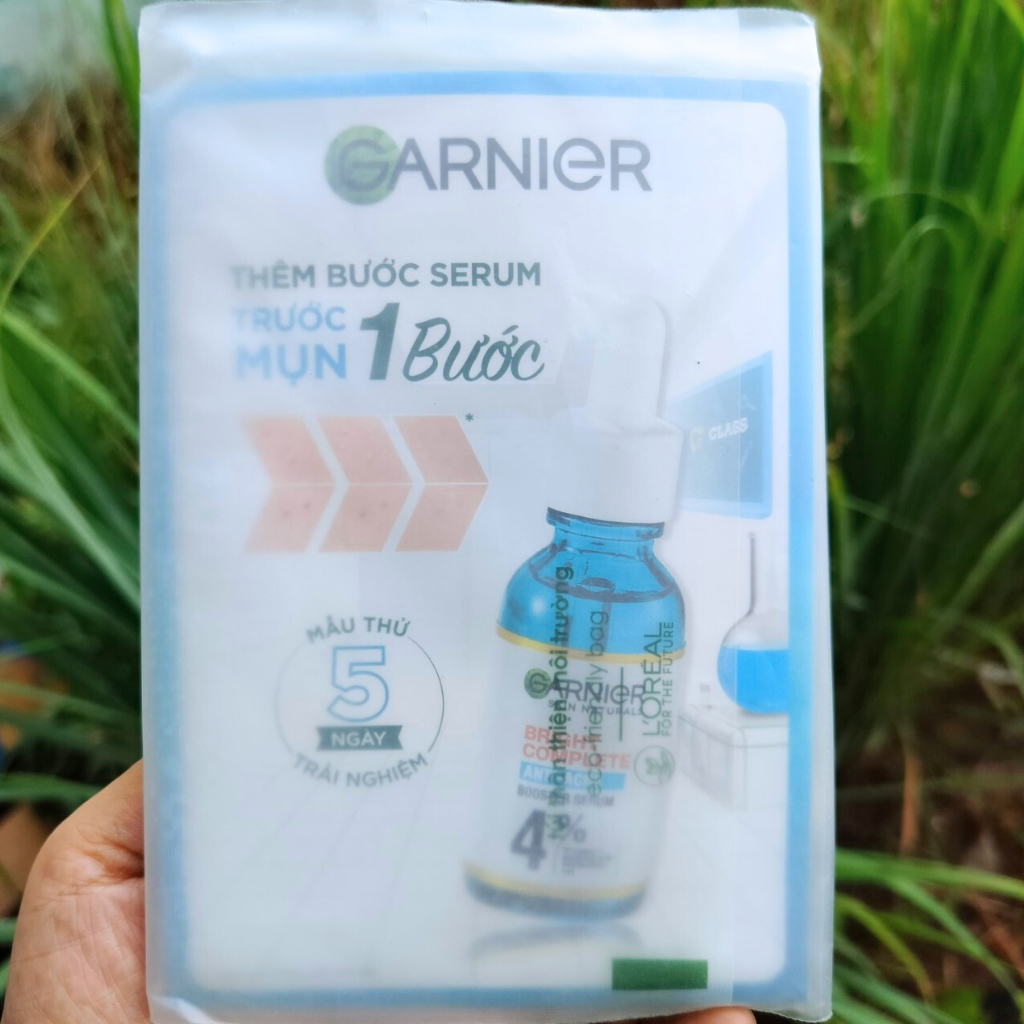 Set 5 Gói Serum Garnier Anti Acne Màu Xanh PHÁP Da Dầu Mụn 1.5ml/gói*5- Mẫu Thử