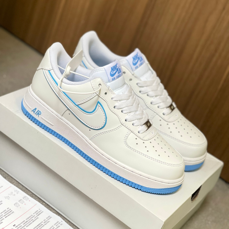 Giày _Nike Air Force 1 trắng viền xanh nam nữ, Giày af1 trắng bản S.Cấp 2023 size 36_ 45