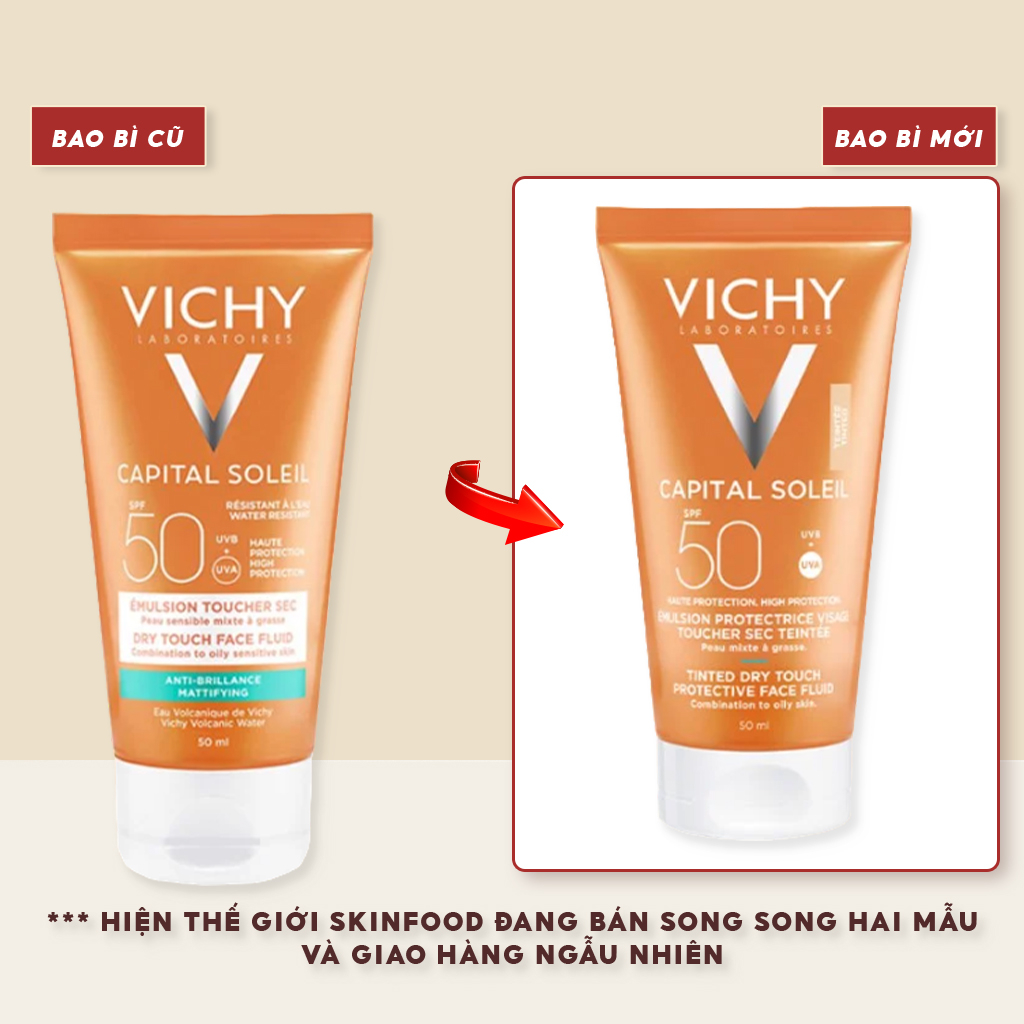 Kem Chống Nắng Cho Da Dầu, Không Nhờn Rít Vichy Capital Soleil Mattifying Face Fluid Dry Touch SPF50+ 50ml