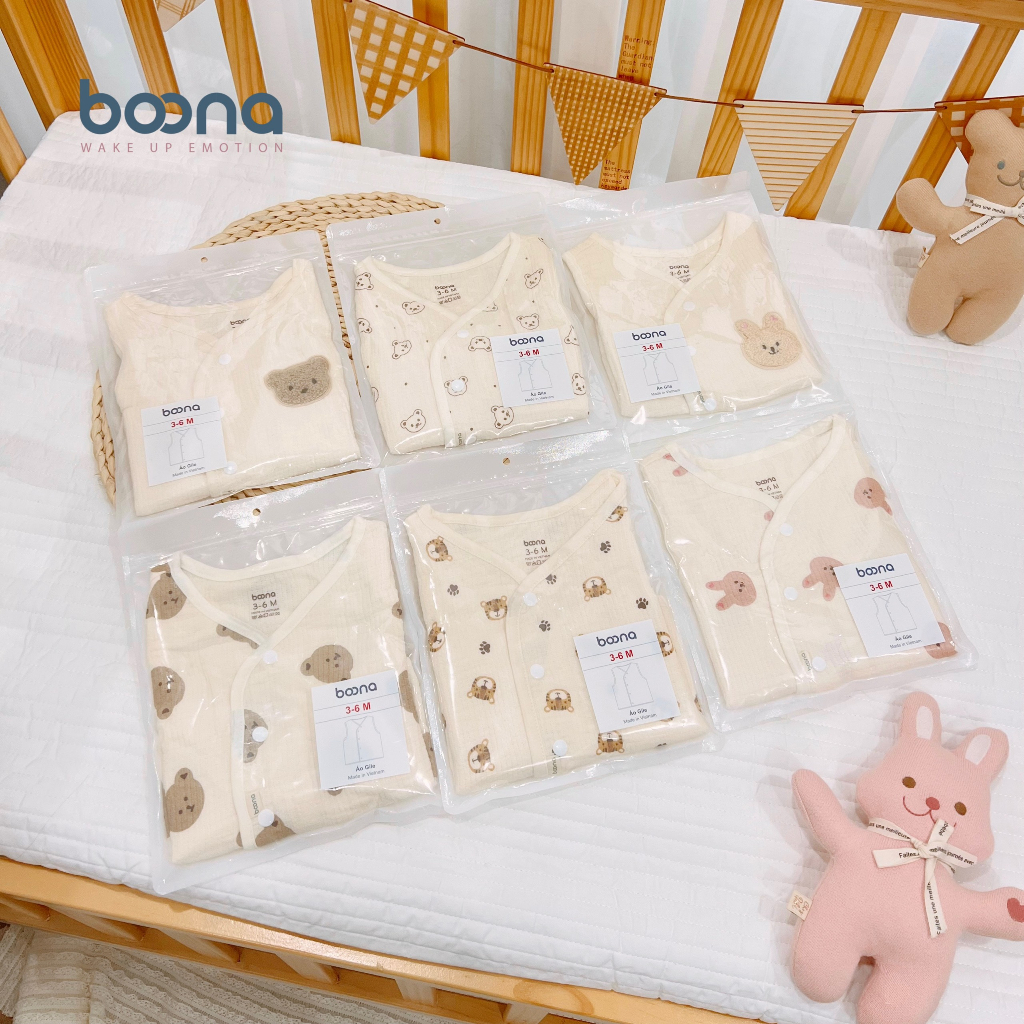 Gile xô Muslin Boona êm, mềm, thoáng khí, không xù lông, bụi vải cho bé