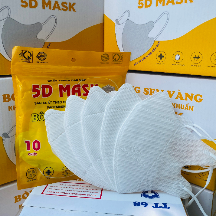 Túi 10c Khẩu trang 5D Bông Sen Vàng