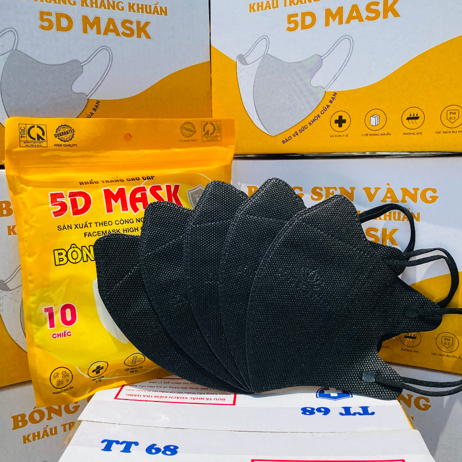 Túi 10c Khẩu trang 5D Bông Sen Vàng