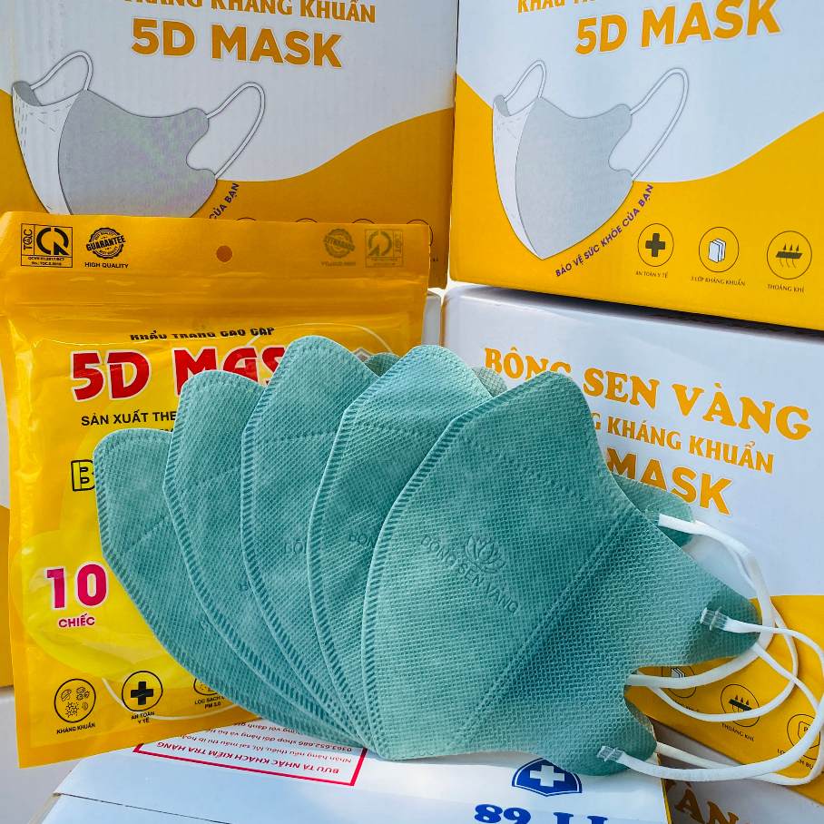 Túi 10c Khẩu trang 5D Bông Sen Vàng