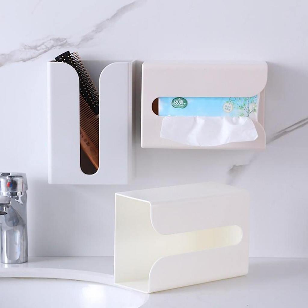 Hộp đựng giấy vệ sinh dán tường, đựng khăn giấy nhà bếp, Hộp đựng khăn giấy treo tường đa năng tiện dụng