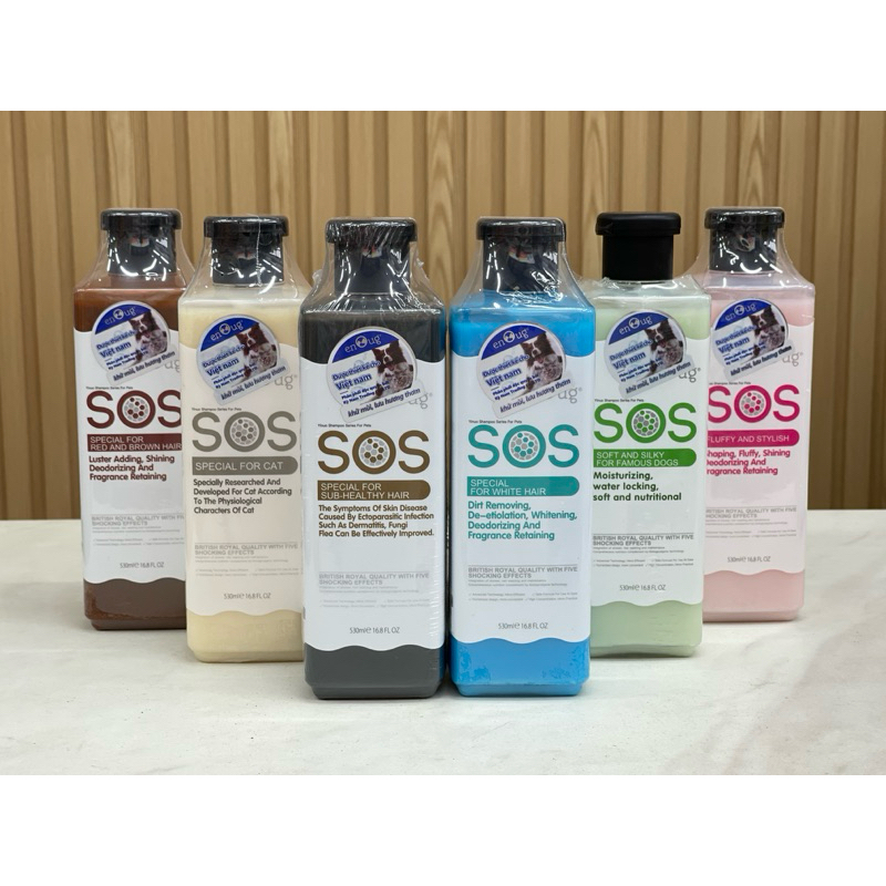 Sữa tắm cho chó mèo SOS 530ml poodle, lông trắng, lông tối màu - Sữa tắm chó mèo
