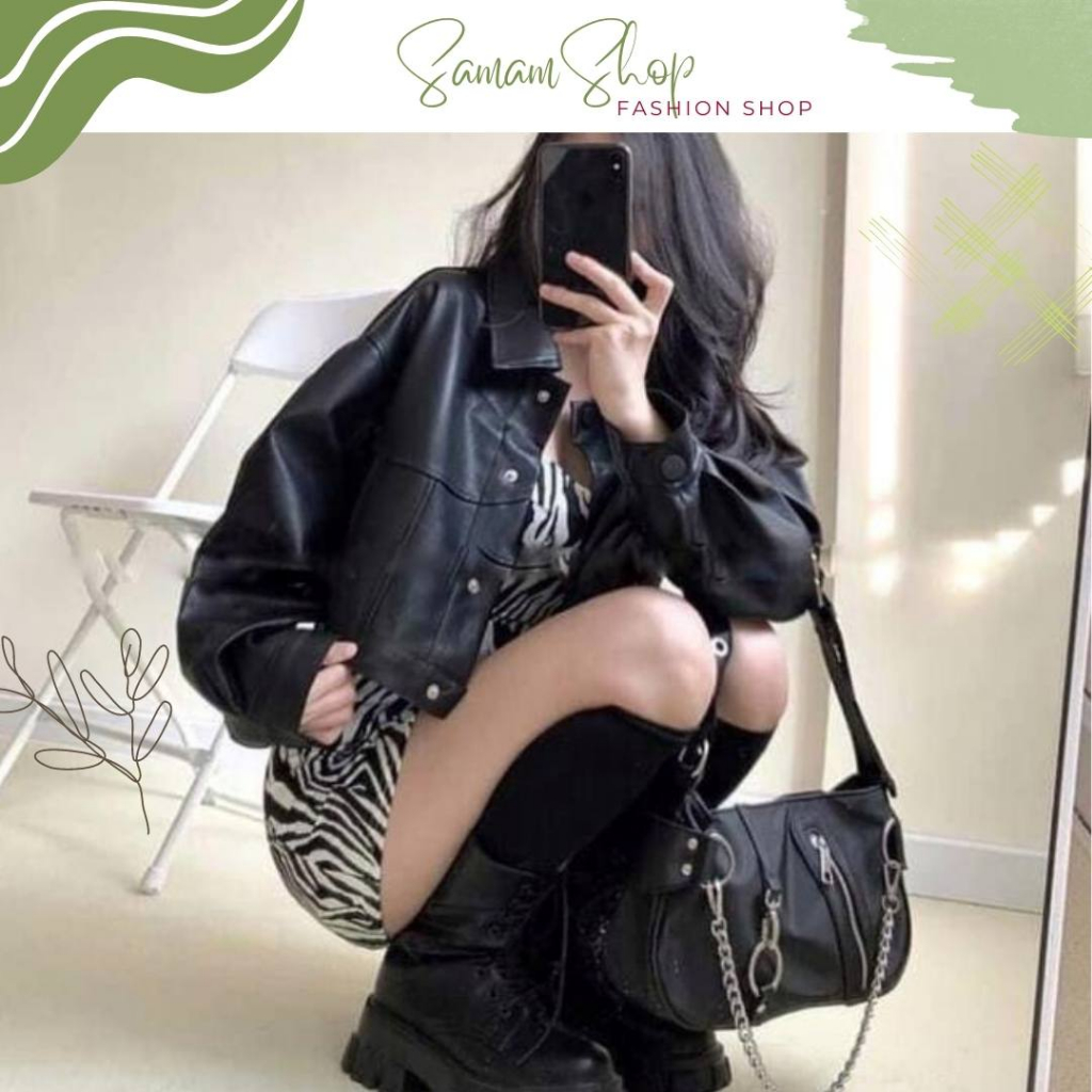 Áo khoác da croptop basic, áo khoác da nữ phong cách cá tính trẻ trung năng động | BigBuy360 - bigbuy360.vn