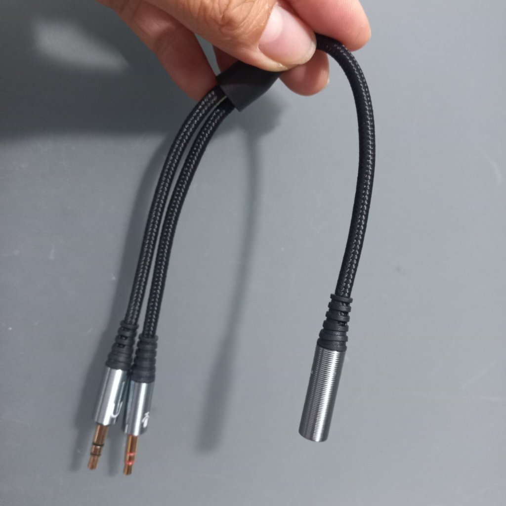 Cáp gộp 2 chân tai nghe chia chân tai nghe 3.5mm Mic + audio hoco UPA21 2in1