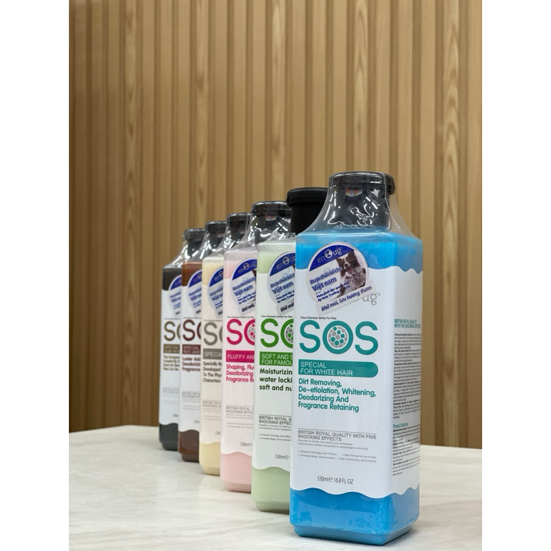 Sữa tắm cho chó mèo SOS 530ml poodle, lông trắng, lông tối màu - Sữa tắm chó mèo