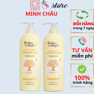 Cặp gội xả biotin collagen trắng 500ml-1000ml | giảm rụng tóc, phục hồi tóc khô xơ