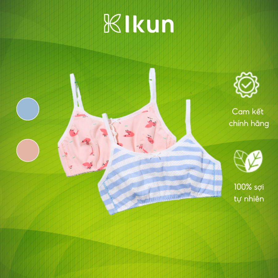 Áo lót bé gái Thoáng Khí Ikun Áo ngực bé gái mới lớn kiểu dáng cài sau Áo lá học sinh cotton kháng khuẩn , ATK02