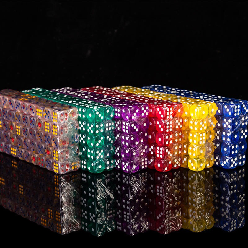 Set 5 Viên Xúc Xắc  16mm Trong Suốt Nhiều Màu Siêu Bền, Xúc Xắc 6 Mặt Bằng Acrylic 16mm