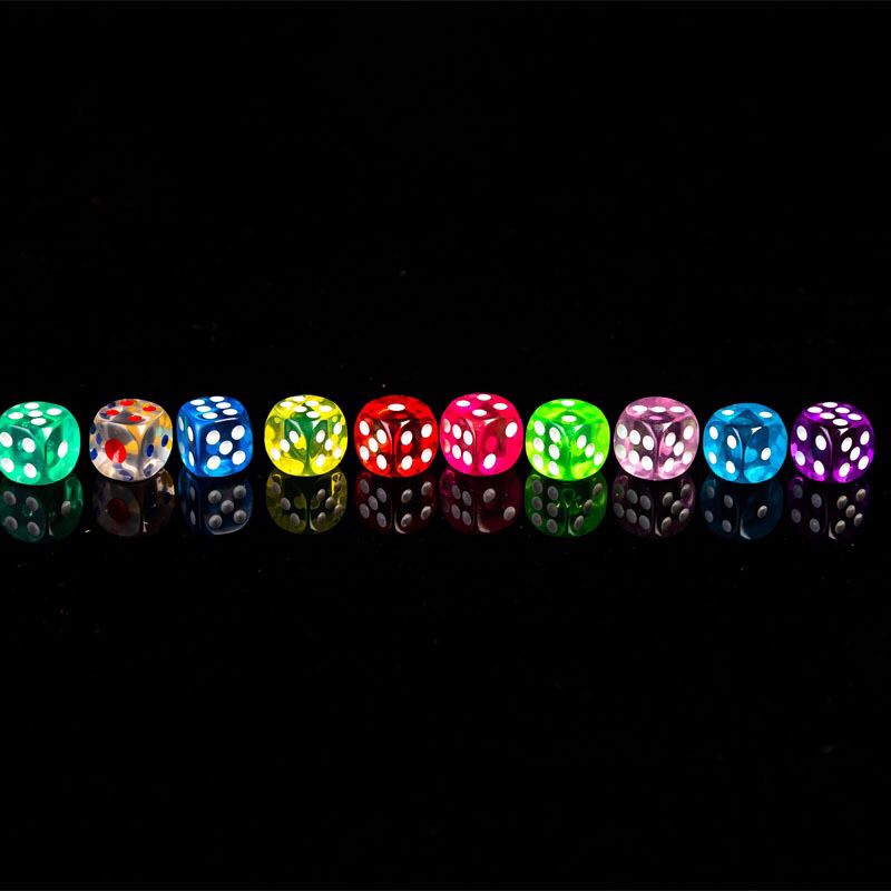 Set 5 Viên Xúc Xắc  16mm Trong Suốt Nhiều Màu Siêu Bền, Xúc Xắc 6 Mặt Bằng Acrylic 16mm