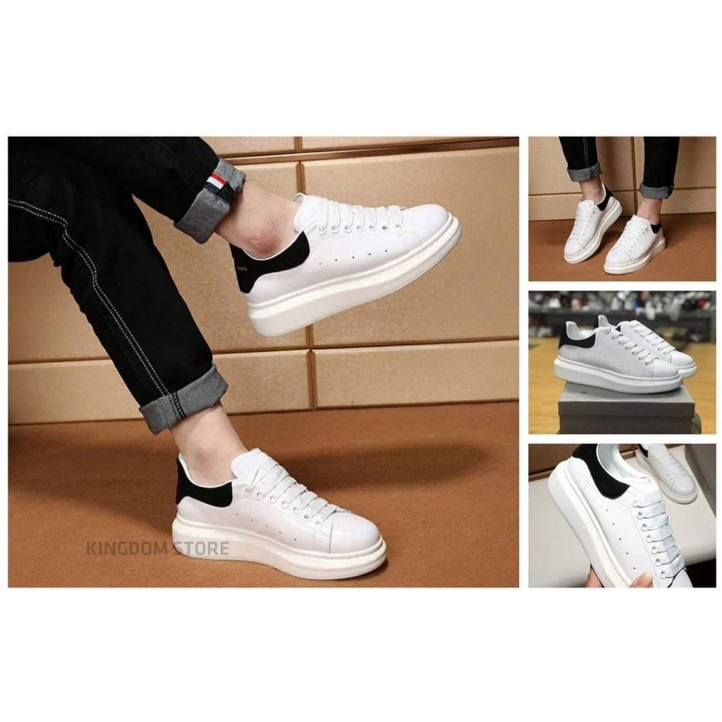 Giày 𝐌𝐂 𝐐𝐔𝐄𝐄𝐍 bản Đẹp , Giày MCQ gót nhung Độn Đế 3 Phân Màu Trắng Gót Đen nam nữ Full BoxBill size 36_43