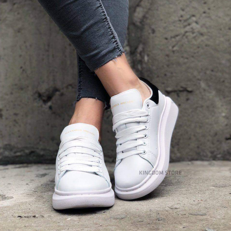 Giày 𝐌𝐂 𝐐𝐔𝐄𝐄𝐍 bản Đẹp , Giày MCQ gót nhung Độn Đế 3 Phân Màu Trắng Gót Đen nam nữ Full BoxBill size 36_43