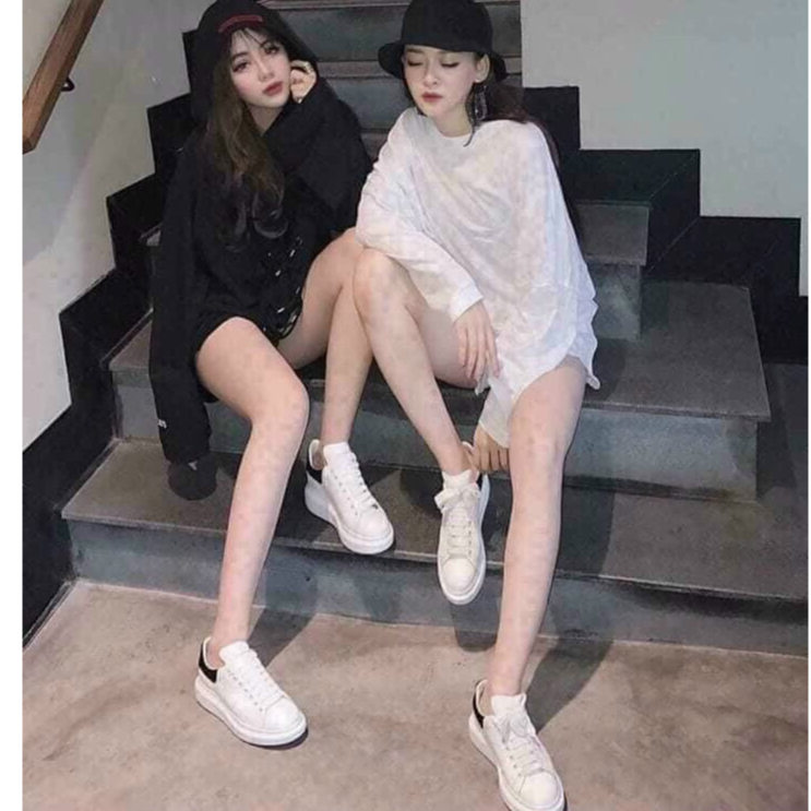 Giày 𝐌𝐂 𝐐𝐔𝐄𝐄𝐍 bản Đẹp , Giày MCQ gót nhung Độn Đế 3 Phân Màu Trắng Gót Đen nam nữ Full BoxBill size 36_43