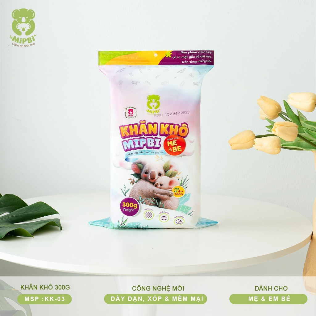 Khăn khô đa năng mipbi 300g mềm mại an toàn cho bé Luankidsbaby