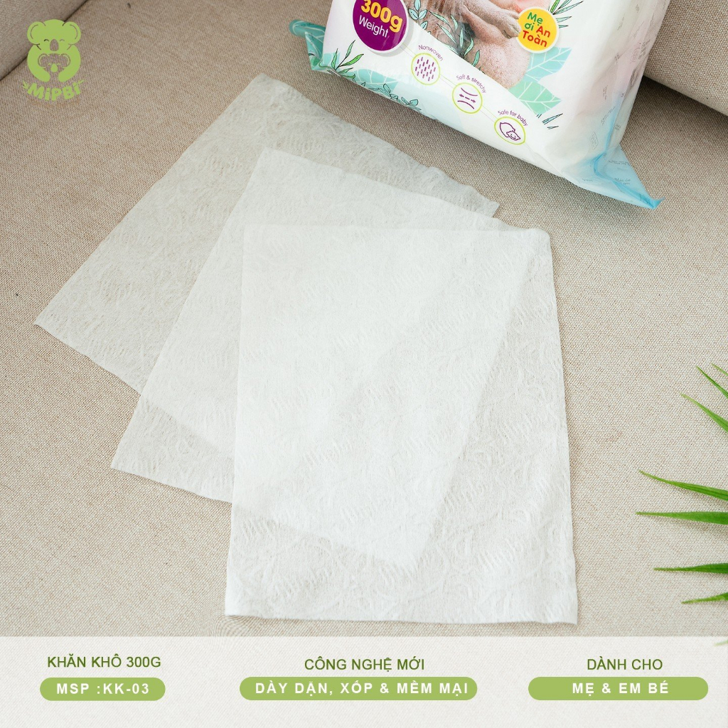 Khăn khô đa năng mipbi 300g mềm mại an toàn cho bé Luankidsbaby