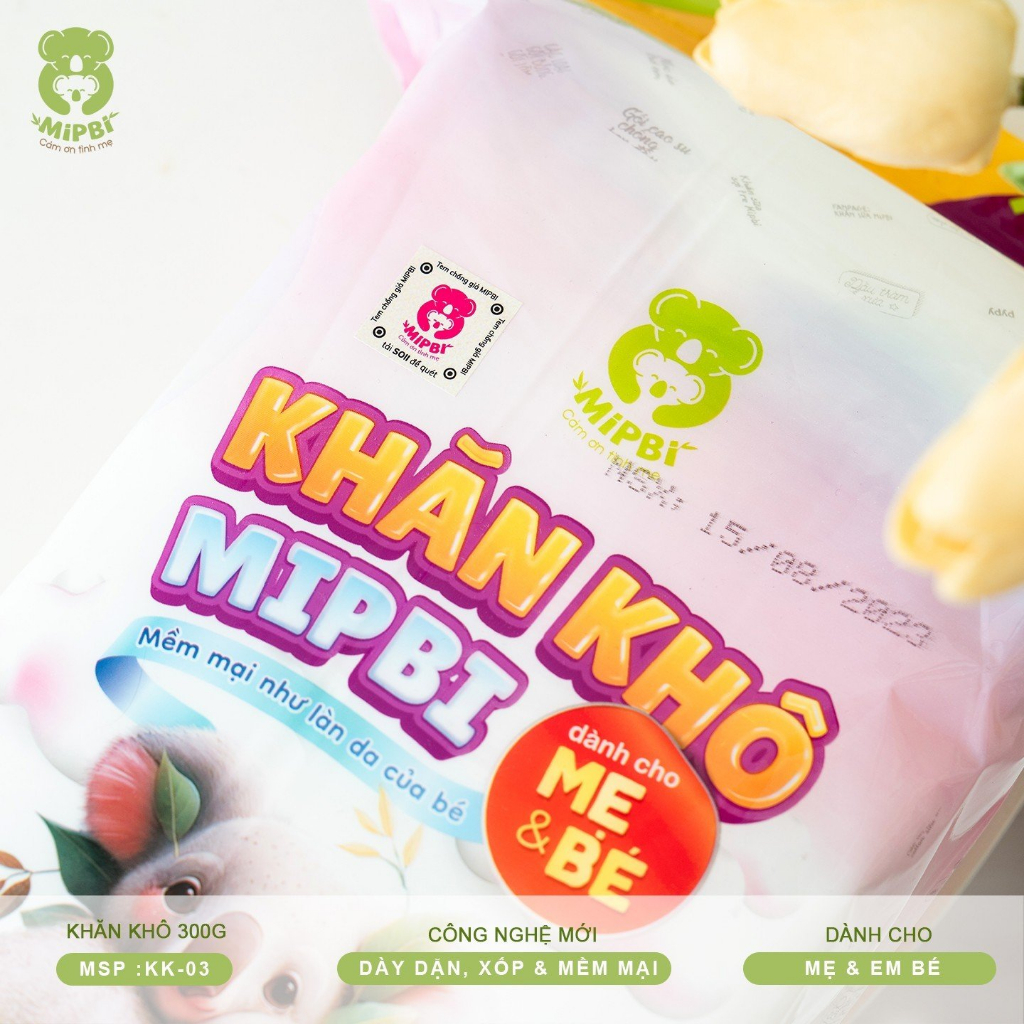 Khăn khô đa năng mipbi 300g mềm mại an toàn cho bé Luankidsbaby